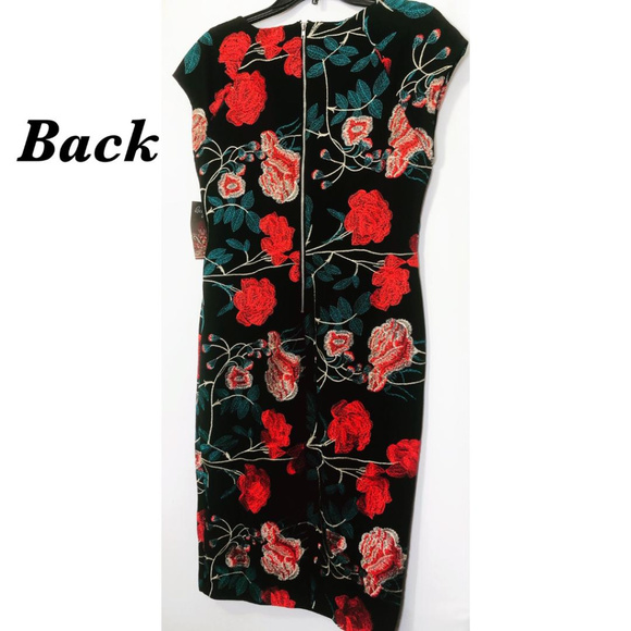 SOLD ECI Black Floral Embroidery Midi Dress Sz 6 - Picture 4 of 8